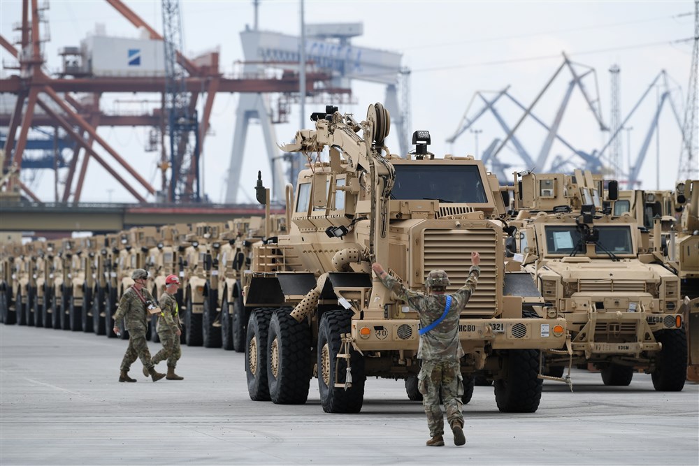 US military equipment prepared for shipment to USA